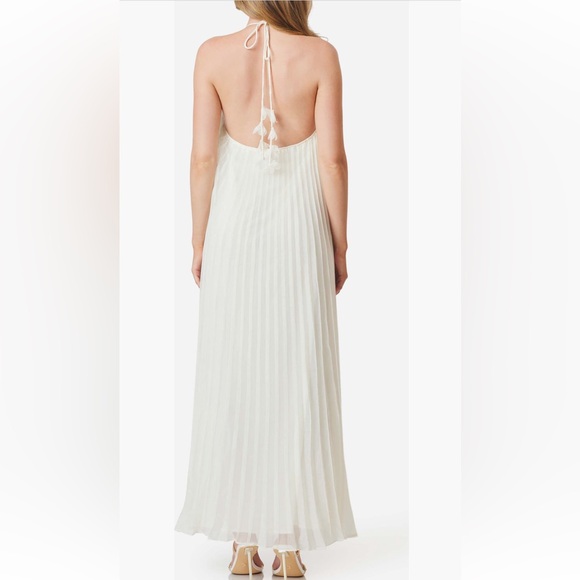 Elliatt Emelia Floral Appliqué Pleated Georgette Halter Maxi Dress - Picture 2 of 6